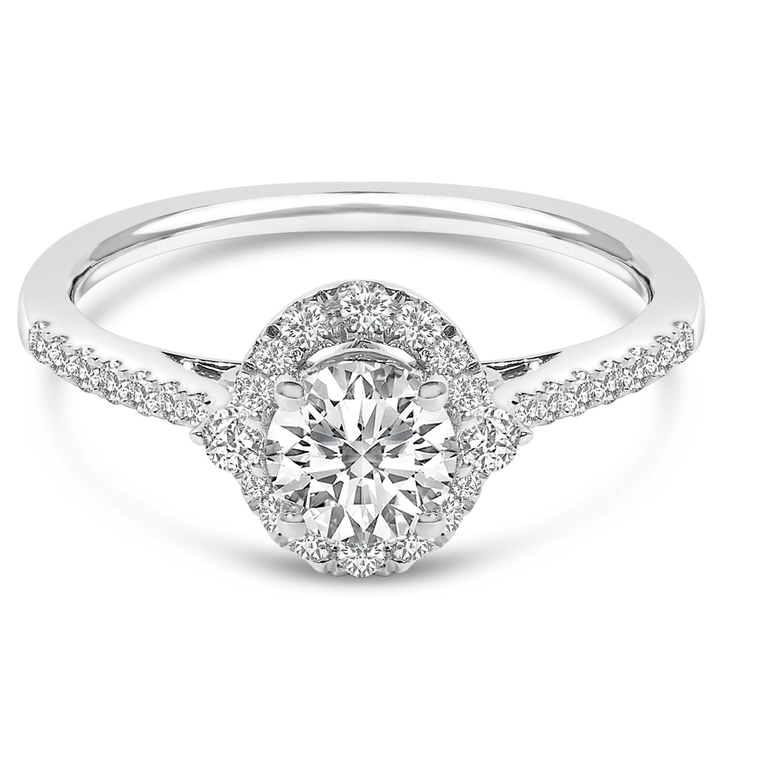 14K White Gold 1.00 Cttw Lab-Grown Diamond Oval Shaped Halo Engagement Ring (F-G Color, VS1-VS2 Clarity) - Ring Size 7 by Bids.com
