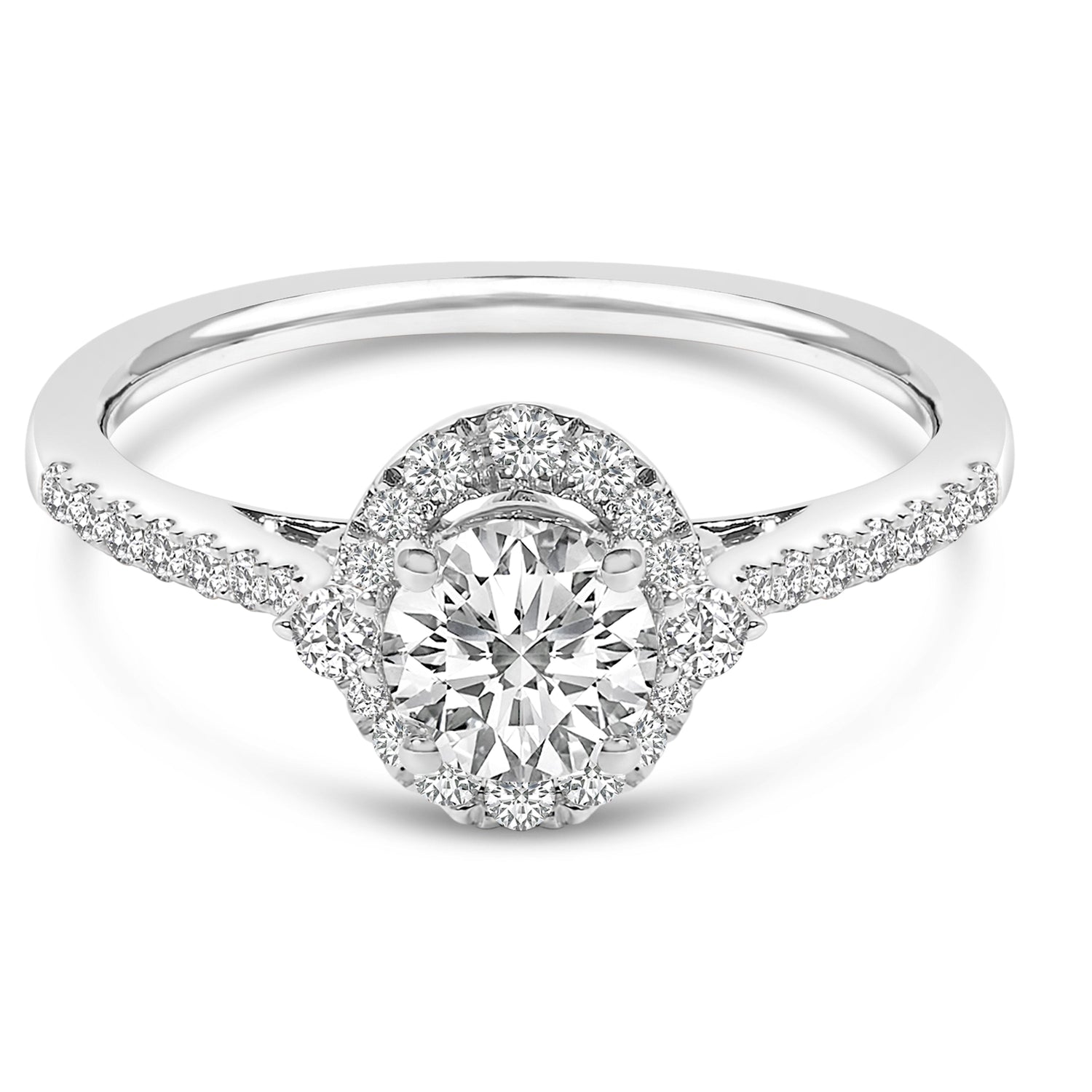 14K White Gold 1.00 Cttw Lab-Grown Diamond Oval Shaped Halo Engagement Ring (F-G Color, VS1-VS2 Clarity) - Ring Size 7 by Bids.com