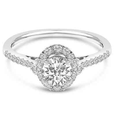 14K White Gold 1.00 Cttw Lab-Grown Diamond Oval Shaped Halo Engagement Ring (F-G Color, VS1-VS2 Clarity) - Ring Size 7 by Bids.com