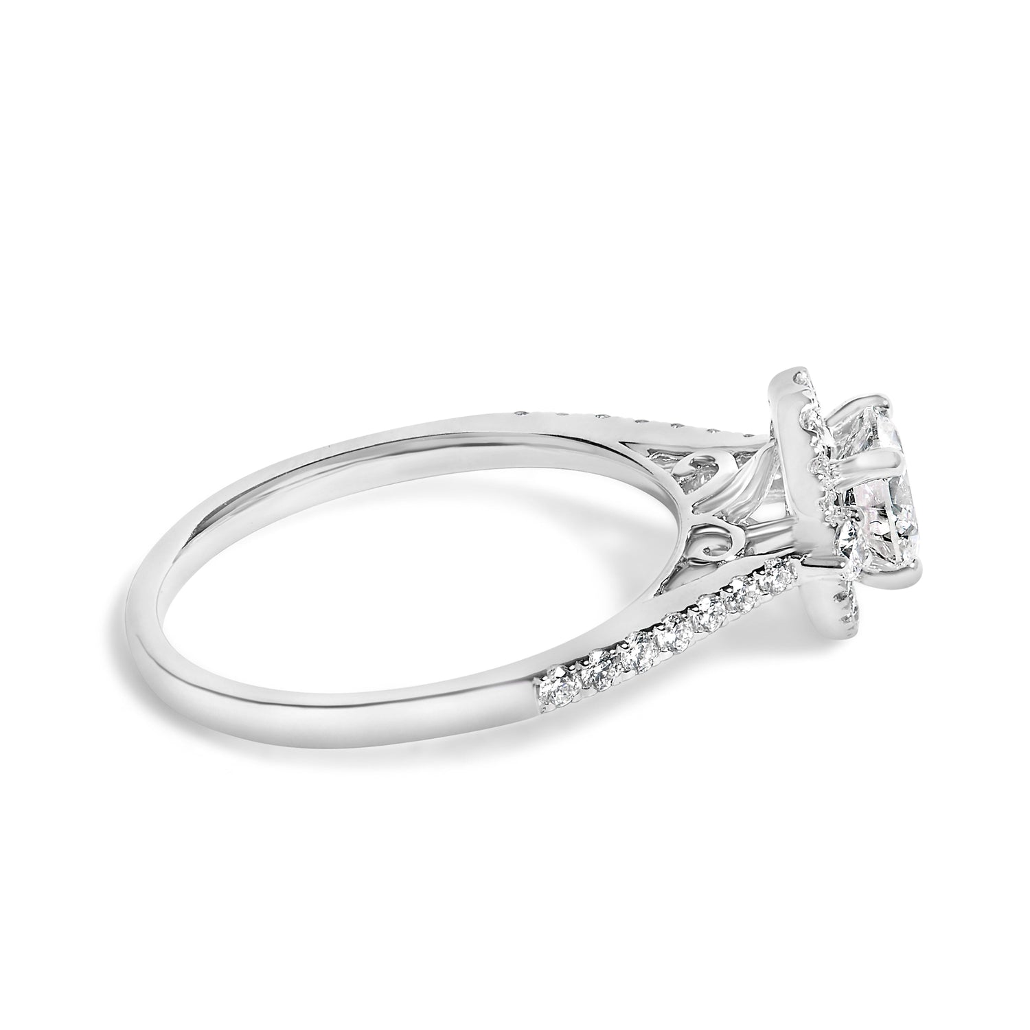 14K White Gold 1.00 Cttw Lab-Grown Diamond Oval Shaped Halo Engagement Ring (F-G Color, VS1-VS2 Clarity) - Ring Size 7 by Bids.com
