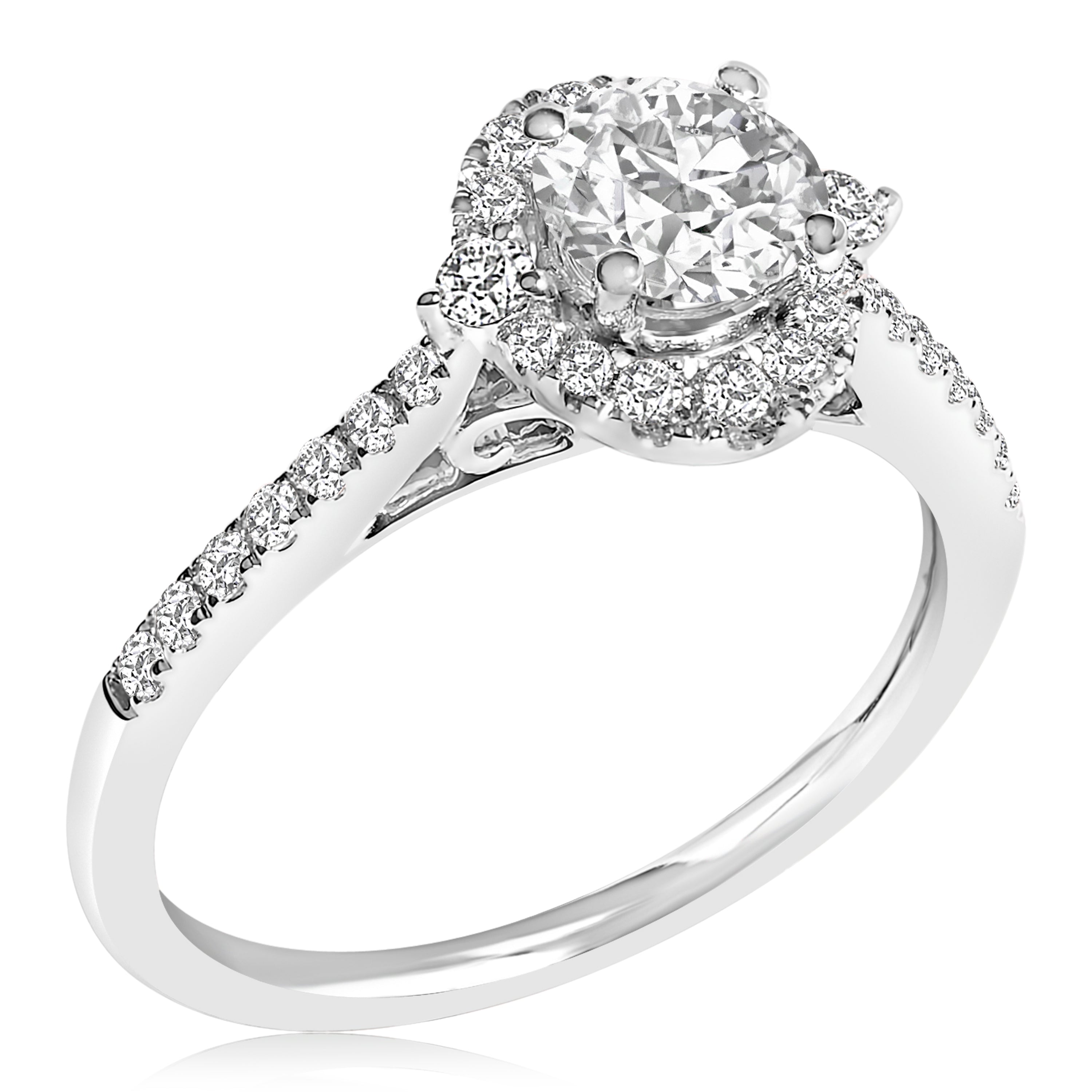 14K White Gold 1.00 Cttw Lab-Grown Diamond Oval Shaped Halo Engagement Ring (F-G Color, VS1-VS2 Clarity) - Ring Size 7 by Bids.com