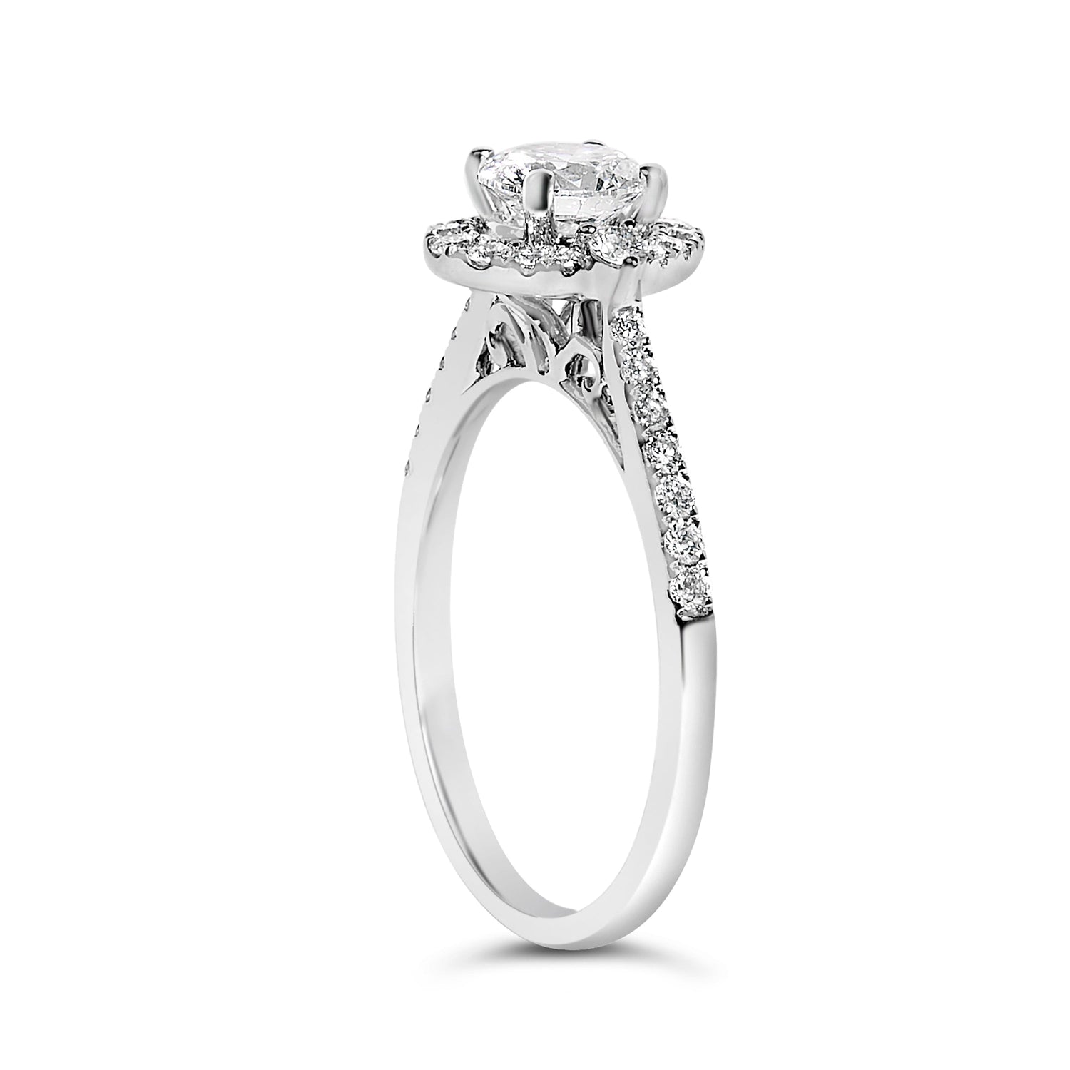 14K White Gold 1.00 Cttw Lab-Grown Diamond Oval Shaped Halo Engagement Ring (F-G Color, VS1-VS2 Clarity) - Ring Size 7 by Bids.com