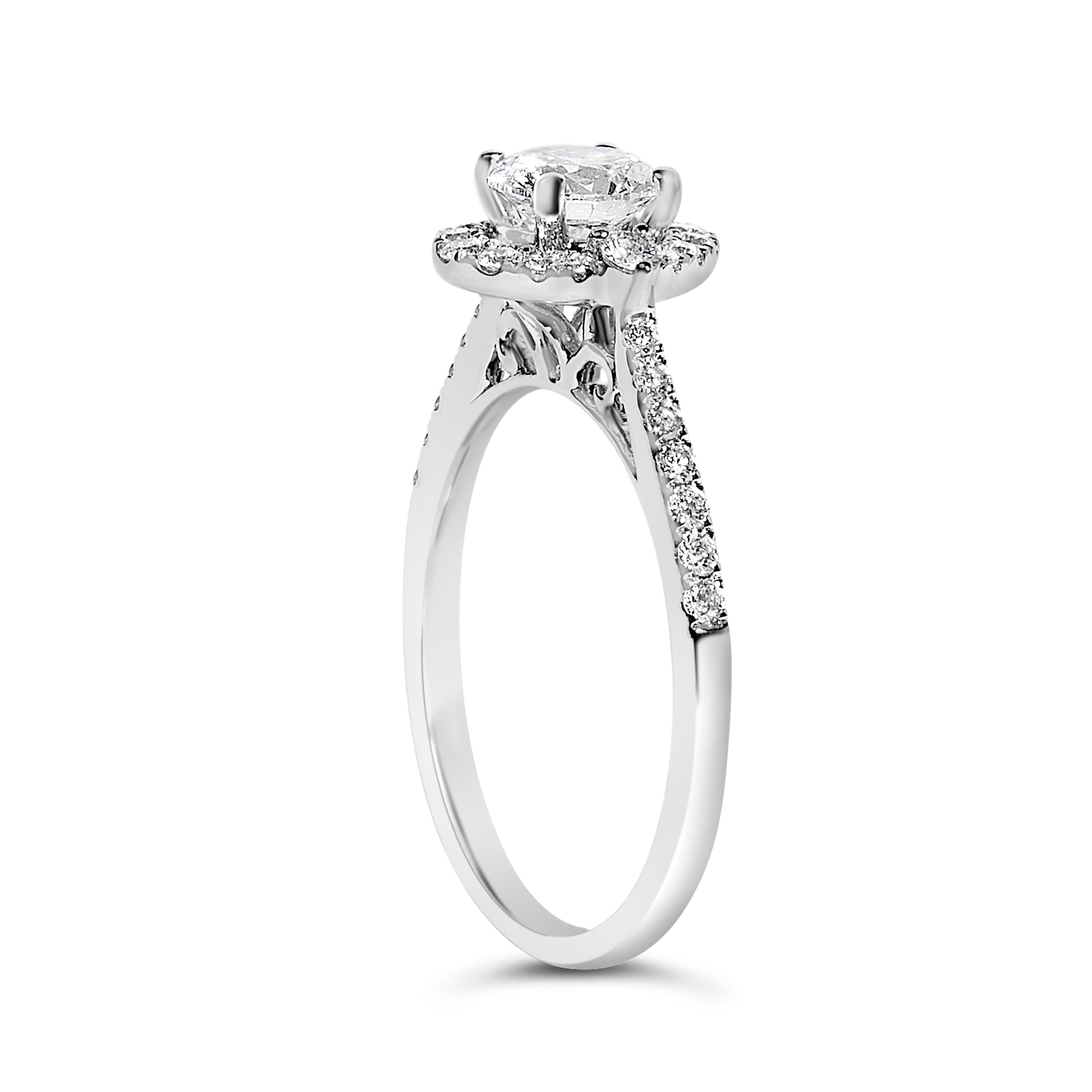 14K White Gold 1.00 Cttw Lab-Grown Diamond Oval Shaped Halo Engagement Ring (F-G Color, VS1-VS2 Clarity) - Ring Size 7 by Bids.com