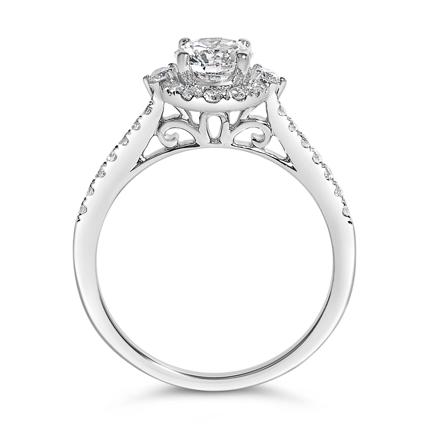 14K White Gold 1.00 Cttw Lab-Grown Diamond Oval Shaped Halo Engagement Ring (F-G Color, VS1-VS2 Clarity) - Ring Size 7 by Bids.com