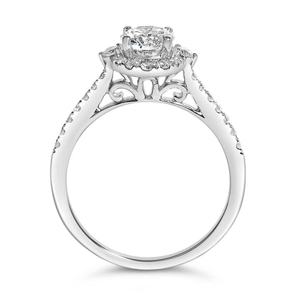 14K White Gold 1.00 Cttw Lab-Grown Diamond Oval Shaped Halo Engagement Ring (F-G Color, VS1-VS2 Clarity) - Ring Size 7 by Bids.com
