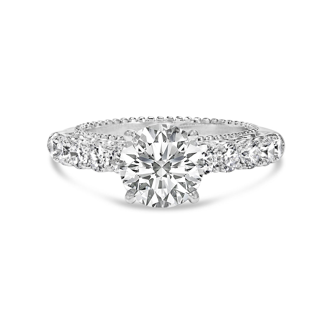 14K White Gold 3 1/5 Cttw Lab Grown Diamond Vintage Style Engagement Ring - Size 7  DestGlow