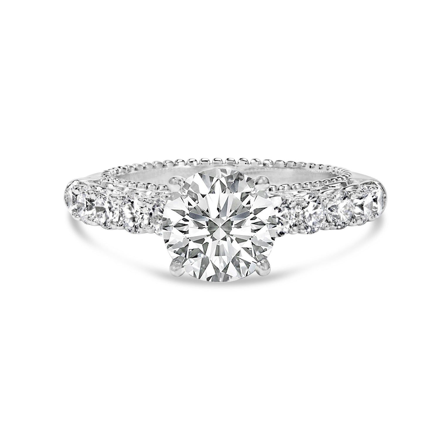 14K White Gold 3 1/5 Cttw Lab Grown Diamond Vintage Style Engagement Ring - Size 7  DestGlow