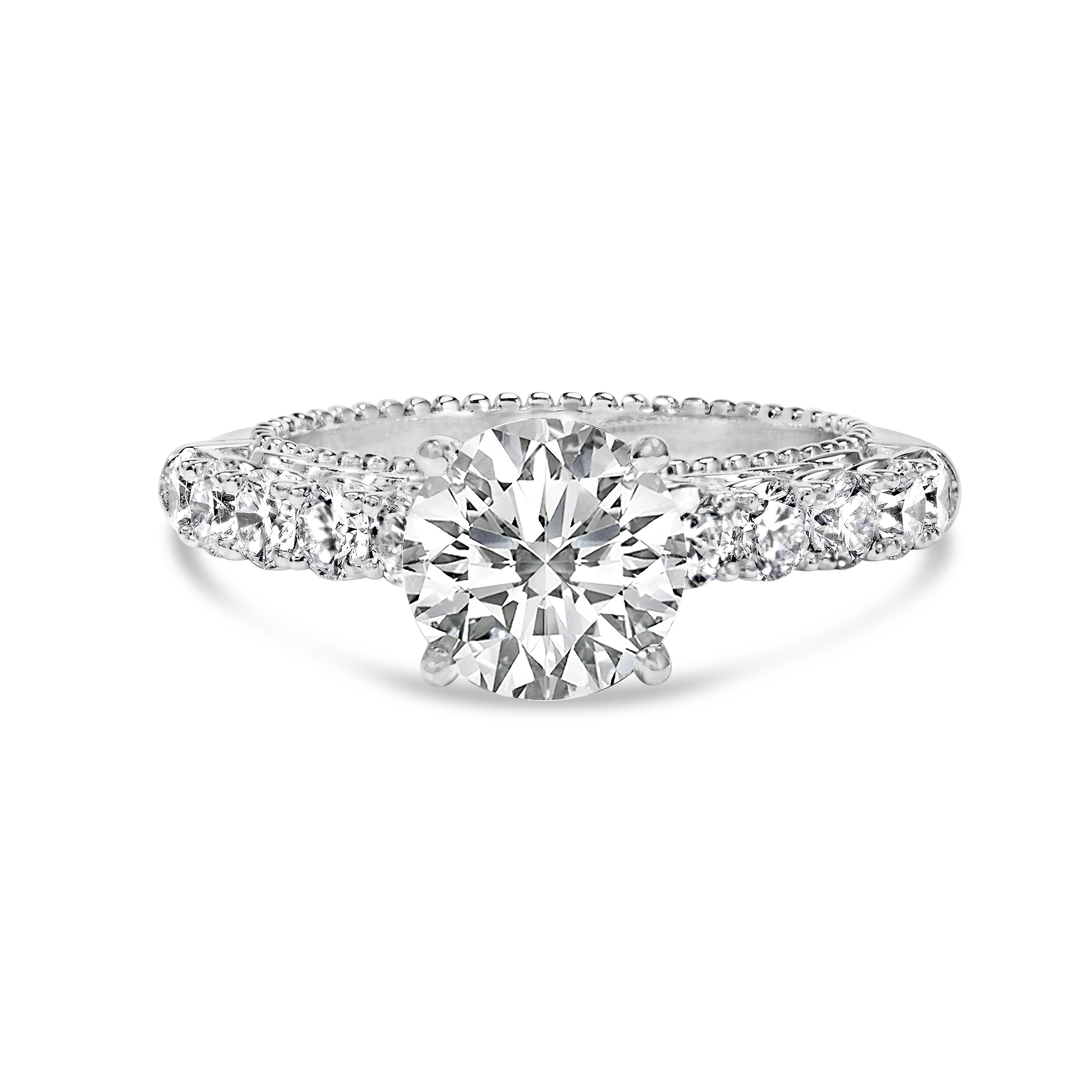 14K White Gold 3 1/5 Cttw Lab Grown Diamond Vintage Style Engagement Ring - Size 7  DestGlow