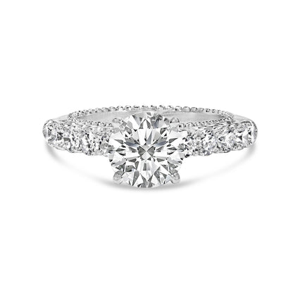 14K White Gold 3 1/5 Cttw Lab Grown Diamond Vintage Style Engagement Ring - Size 7  DestGlow