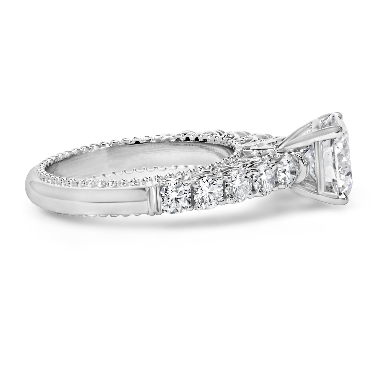 14K White Gold 3 1/5 Cttw Lab Grown Diamond Vintage Style Engagement Ring - Size 7  DestGlow
