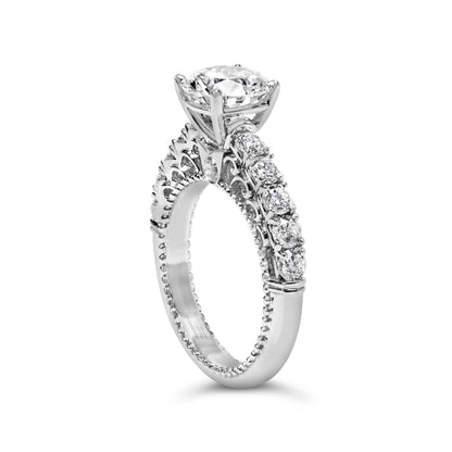 14K White Gold 3 1/5 Cttw Lab Grown Diamond Vintage Style Engagement Ring - Size 7  DestGlow