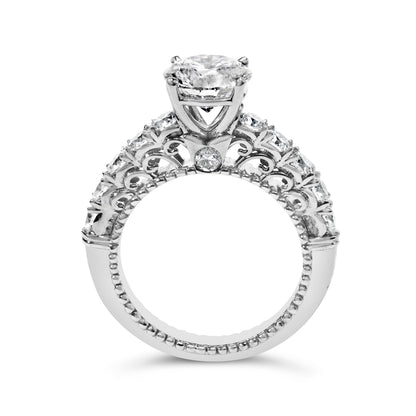 14K White Gold 3 1/5 Cttw Lab Grown Diamond Vintage Style Engagement Ring - Size 7  DestGlow