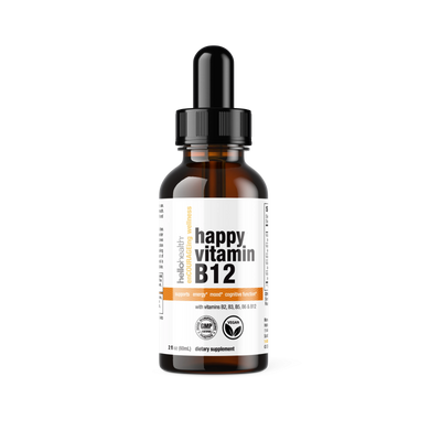 Happy Energy Vitamin B12 Plus – B12 Complex with B2, B3, B5 & B6 for Energy, Focus & Mood Support