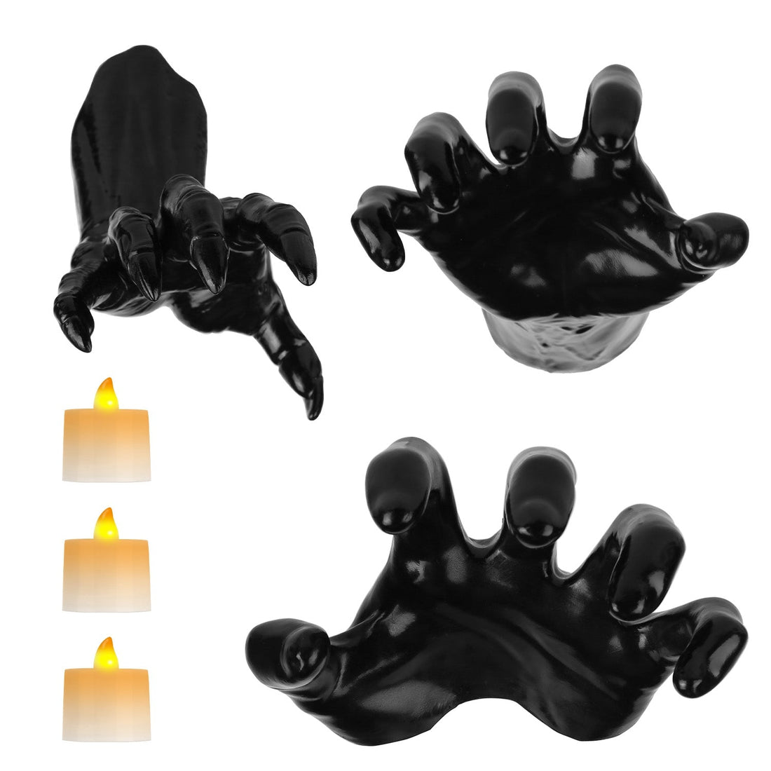 3Pcs Creepy Reaching Hands With Lighted Candles Wall Mounted Halloween Decoration Witch Devil Hand Aesthetic Goth Gothic Life-Sized Horror Hands Hangi 