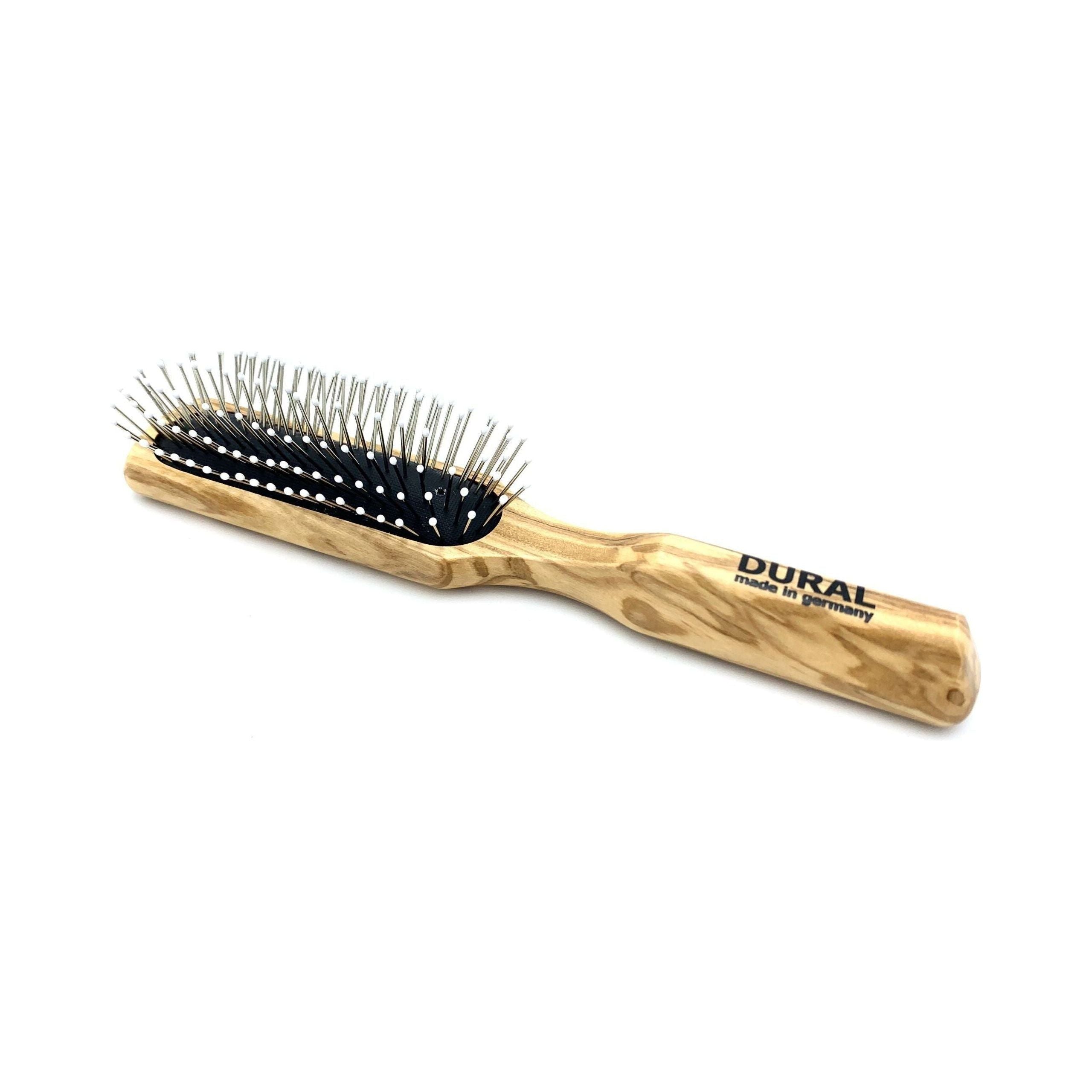 Dural Hair Brush For Styling &amp; Care Rubber Cushion Steel Pins With Plastic Tips Olive Wood by Pasteur Pharmacy