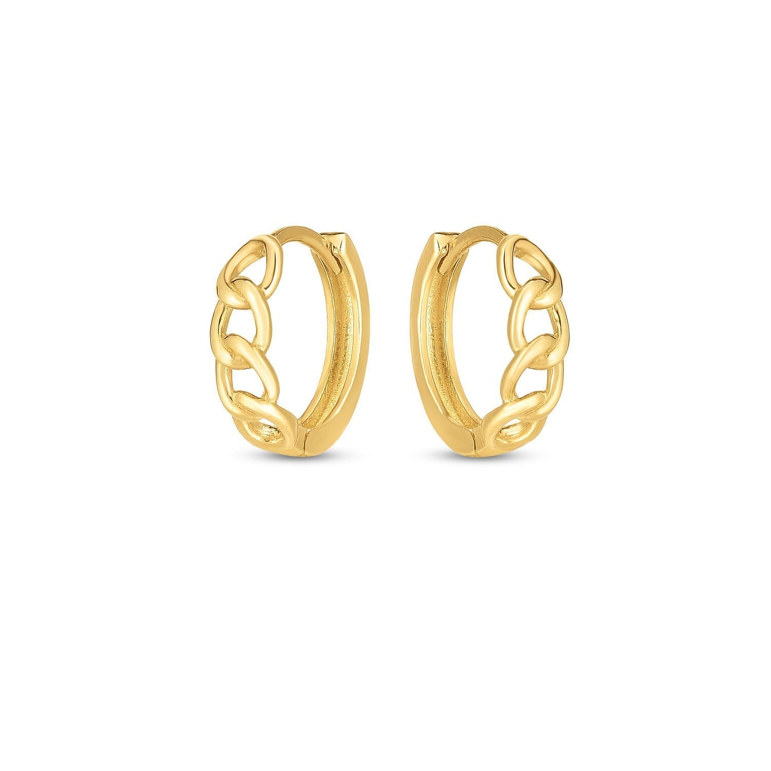 14k Yellow Gold Curb Huggie Hoop  DestGlow