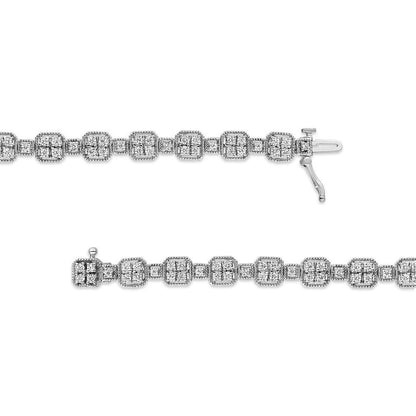 10K White Gold 2.0 Cttw Diamond Square Link Bracelet (J-K Color, I2-I3 Clarity) - Size 7.25" by Bids.com