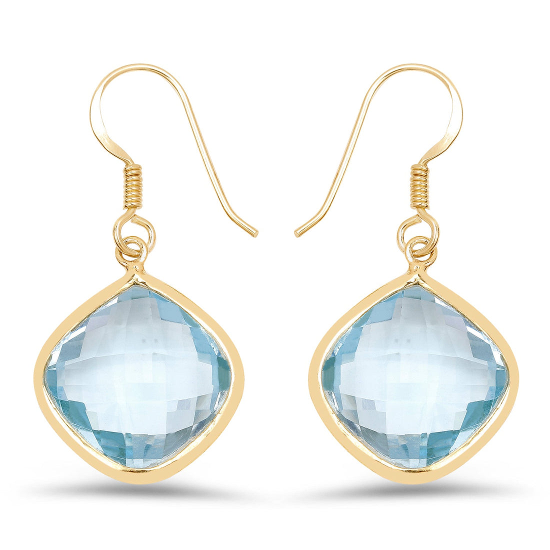 14K Yellow Gold Plated 29.00 Carat Genuine Blue Topaz .925 Sterling Silver Earrings by Bids.com
