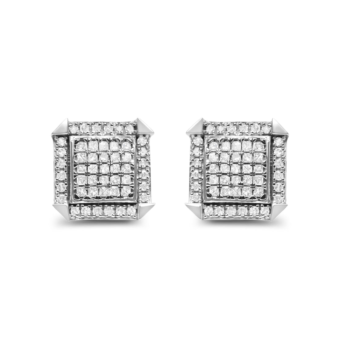 10K White Gold 1.0 Cttw Diamond Composite with Halo Stud Earrings (H-I Color, I1-I2 Clarity) by Bids.com