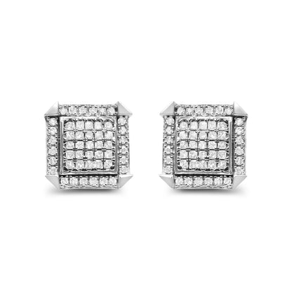 10K White Gold 1.0 Cttw Diamond Composite with Halo Stud Earrings (H-I Color, I1-I2 Clarity) by Bids.com