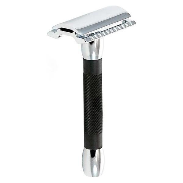 Merkur 30C Chrome with Black Rubber Handle Safety Razor [30 011] by Pasteur Pharmacy