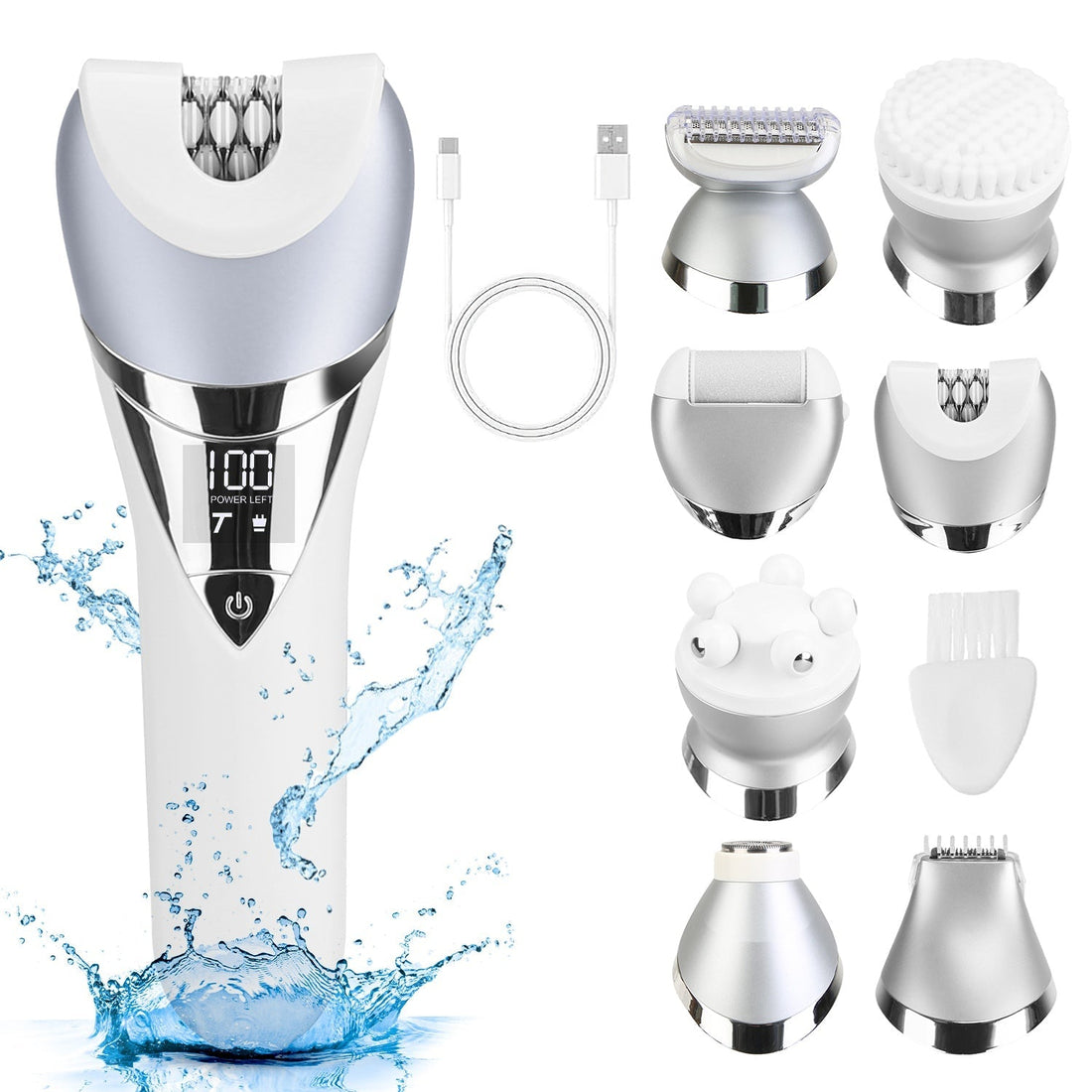 7 In 1 Electric Razor for Women Lady Hair Removal Epilators for Leg Face Arm Bikini Armpit Public Hairs IPX6 Wet and Dry Use Cordless Rechargeable Who 