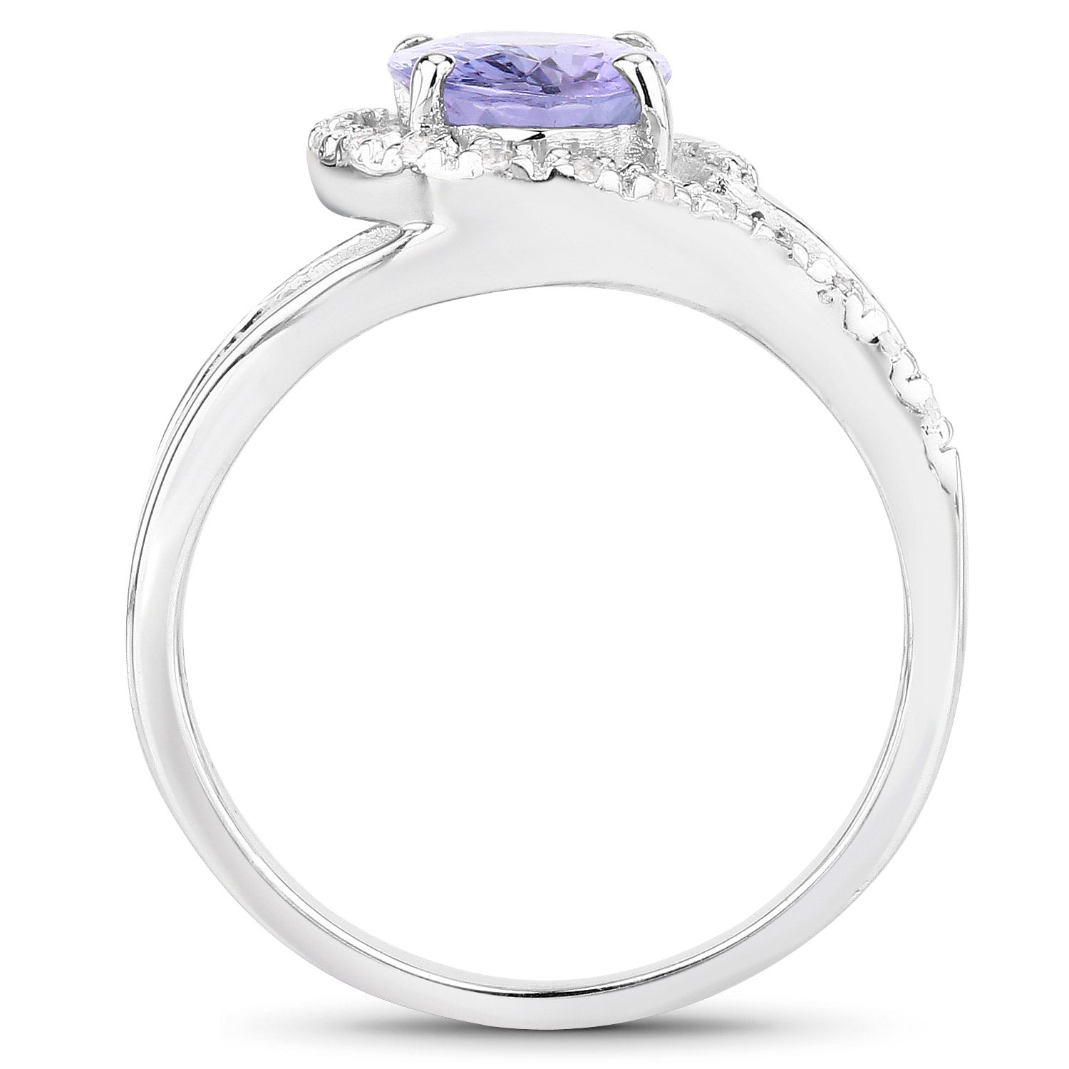 1.82 Carat Genuine Tanzanite and White Zircon .925 Sterling Silver Ring by Bids.com