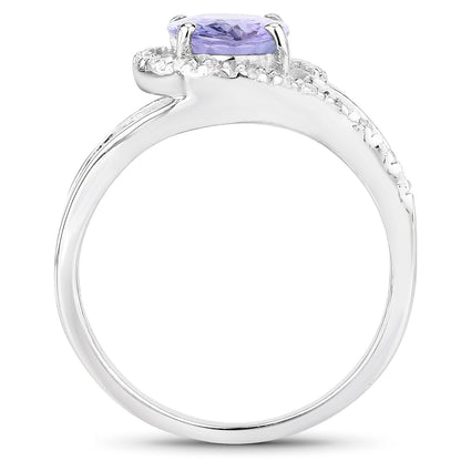 1.82 Carat Genuine Tanzanite and White Zircon .925 Sterling Silver Ring by Bids.com