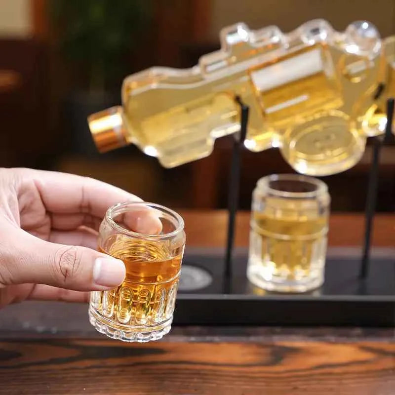 Classic Revolver Whiskey Decanter Set