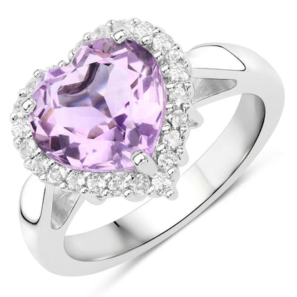 4.03 Carat Genuine Pink Amethyst and White Topaz .925 Sterling Silver Ring by Bids.com