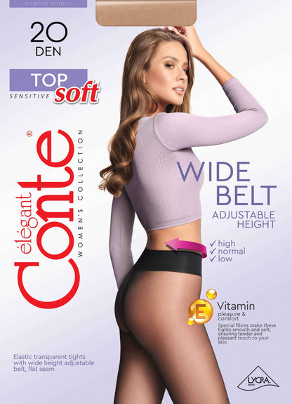 Tights Conte Top Soft 20 Den - Adjustable Fit for Sensitive Skin