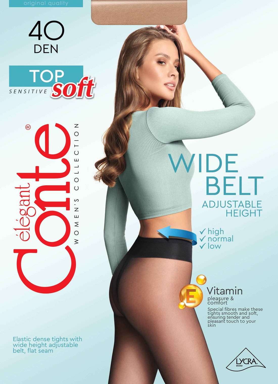 Tights Conte Top Soft 40 Den - Adjustable Fit for Sensitive Skin