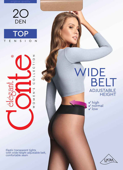 Tights Conte Top 20 Den - Low Waist Adjustable Belt
