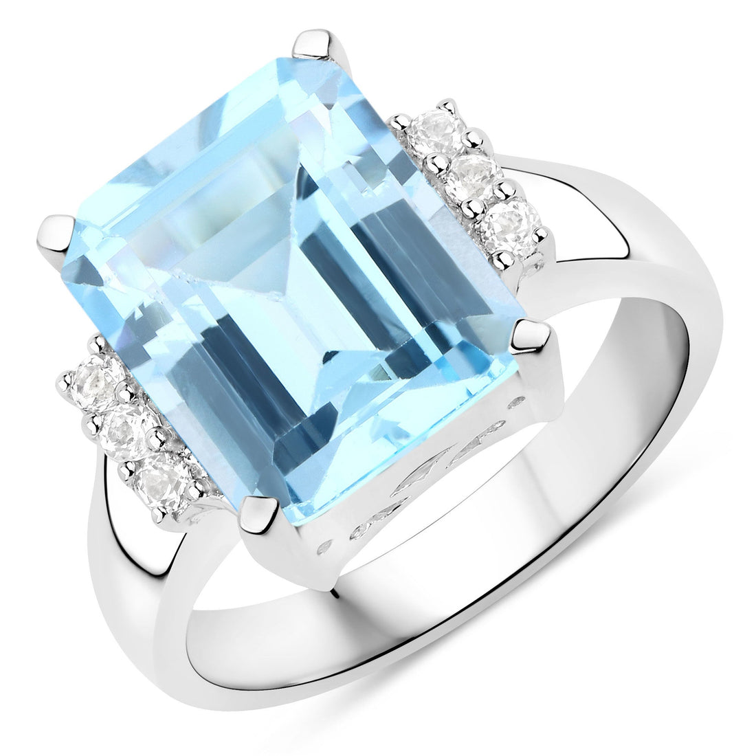 4.89 Carat Genuine Blue Topaz and White Topaz .925 Sterling Silver Ring by Bids.com