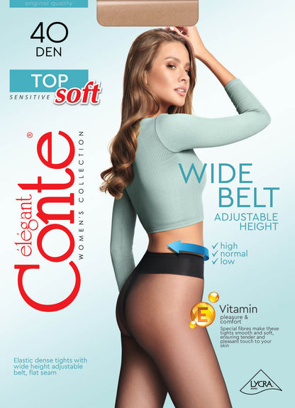 Tights Conte Top Soft 40 Den - Adjustable Fit for Sensitive Skin by TheRanok.com