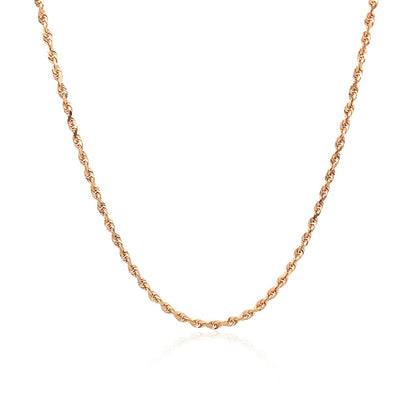 14k Rose Gold Solid Diamond Cut Rope Chain 1.5mm by Bids.com