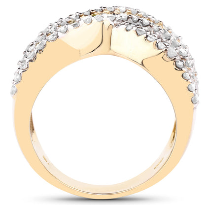 14K Yellow Gold Plated 1.58 Carat Genuine Black Diamond, White Diamond &amp; Yellow Diamond .925 Sterling Silver Ring by Bids.com