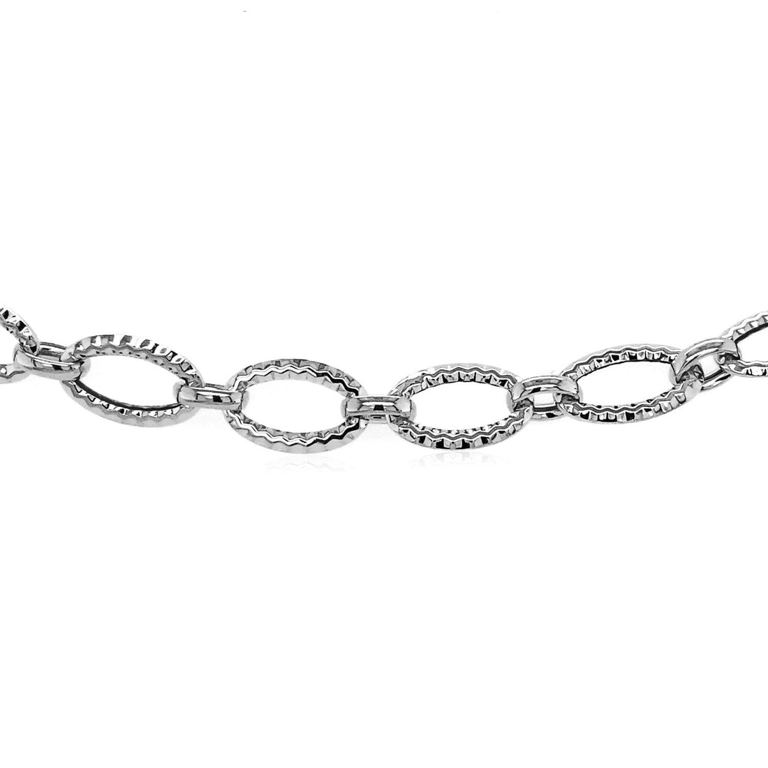 Textured Oval Link Bracelet in 14k White Gold by Bids.com