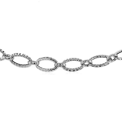 Textured Oval Link Bracelet in 14k White Gold by Bids.com