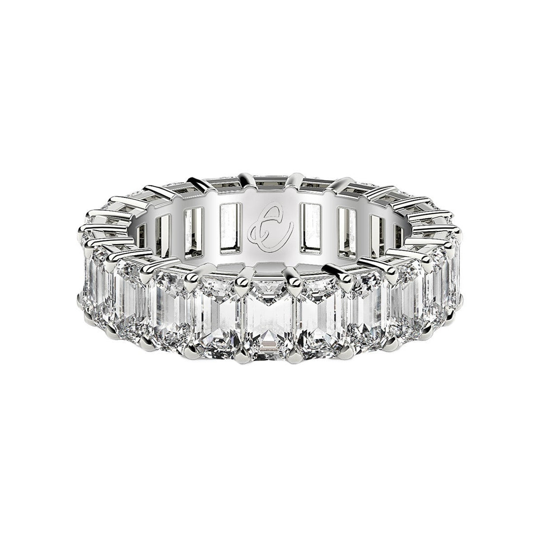 Emerald Cut Lab Grown Diamond Eternity Ring in 14k White Gold (2 cttw FG/VS2)  DestGlow