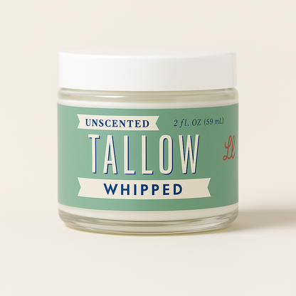 Unscented Whipped Tallow – All-Natural Moisturizer | Pure Beef Tallow Cream for Face &amp; Body |Lady May Handmade, Preservative-Free Skincare