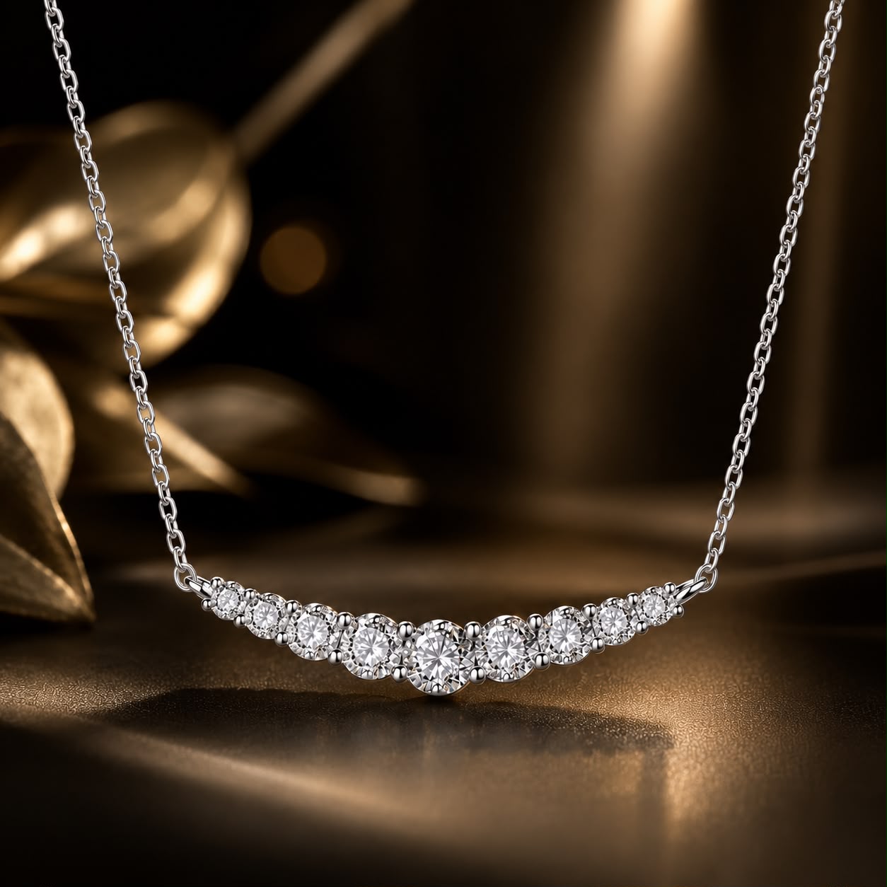925 Sterling Silver 38+5cm White Gold Plated Moissanite Necklace for Women  DestGlow