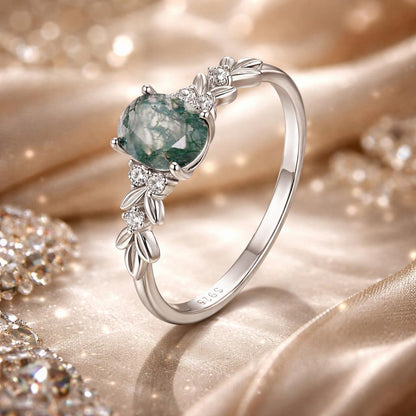 925 Sterling Silver Agate and CZ Pendant Ring Size 6 for Women by Bids.com