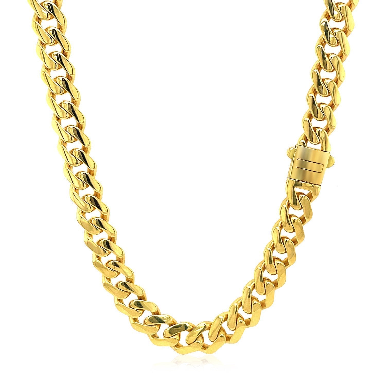 14k Yellow Gold Polished Miami Cuban Chain Necklace  DestGlow