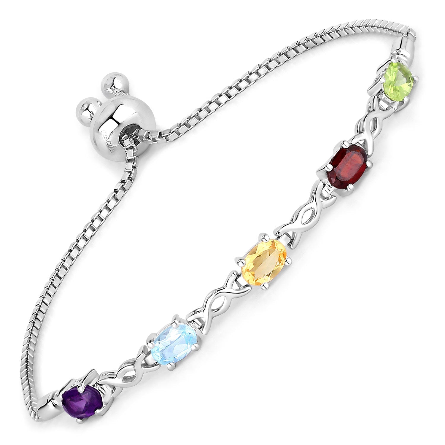 2.24 Carat Genuine Multi Stone .925 Sterling Silver Bracelet  DestGlow