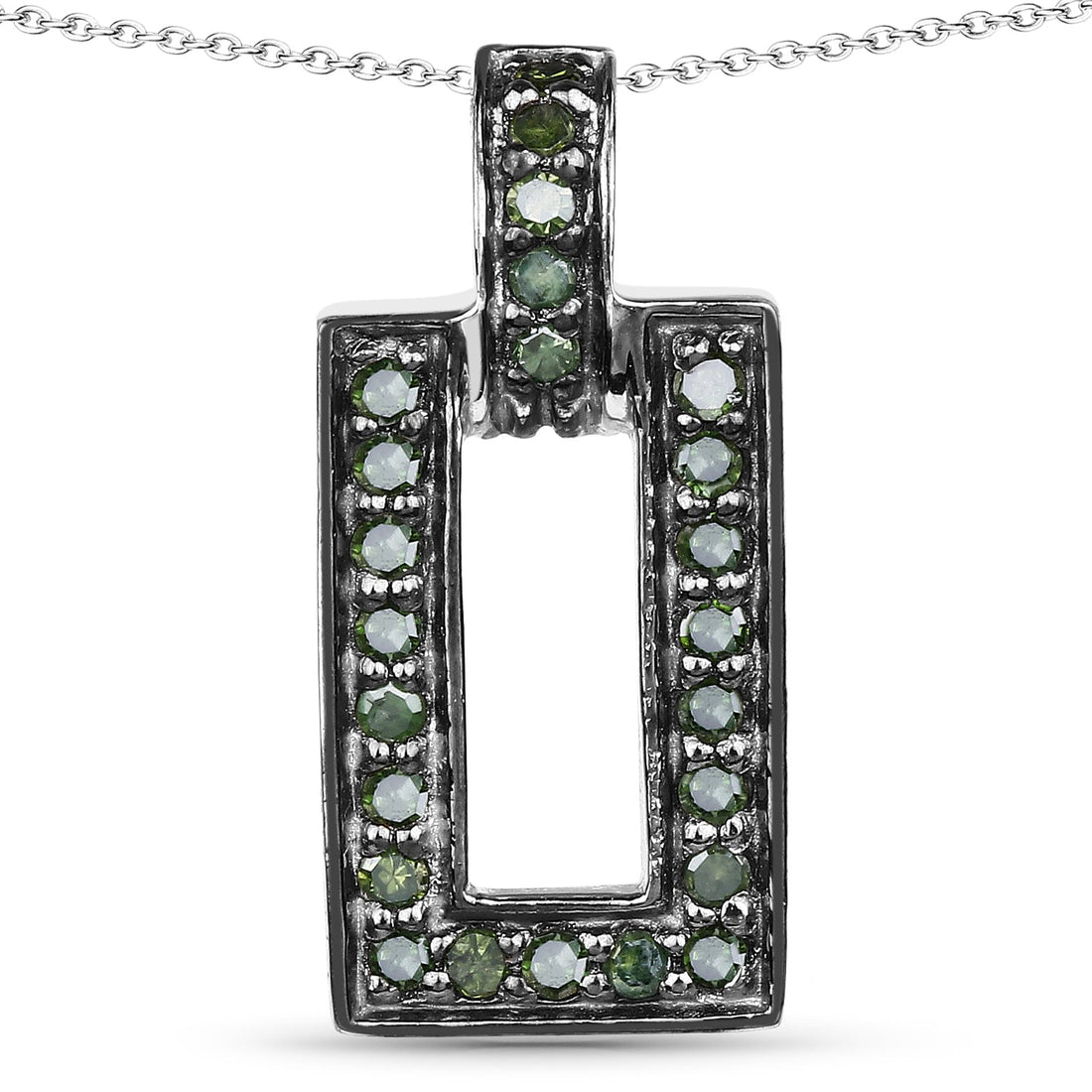 0.36 Carat Genuine Green Diamond .925 Sterling Silver Pendant by Bids.com