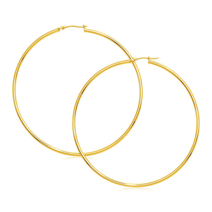 14k Yellow Gold Large Polished Hoop Earrings by Bids.com