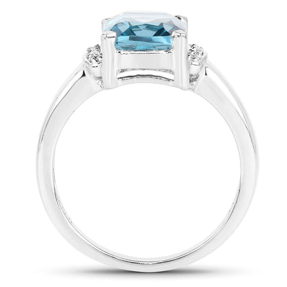 3.55 Carat Genuine London Blue Topaz &amp; White Topaz .925 Sterling Silver Ring by Bids.com
