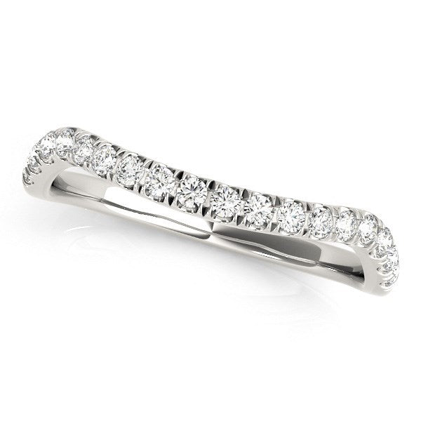 14k White Gold Curved Design Diamond Wedding Band (1/4 cttw) by Bids.com