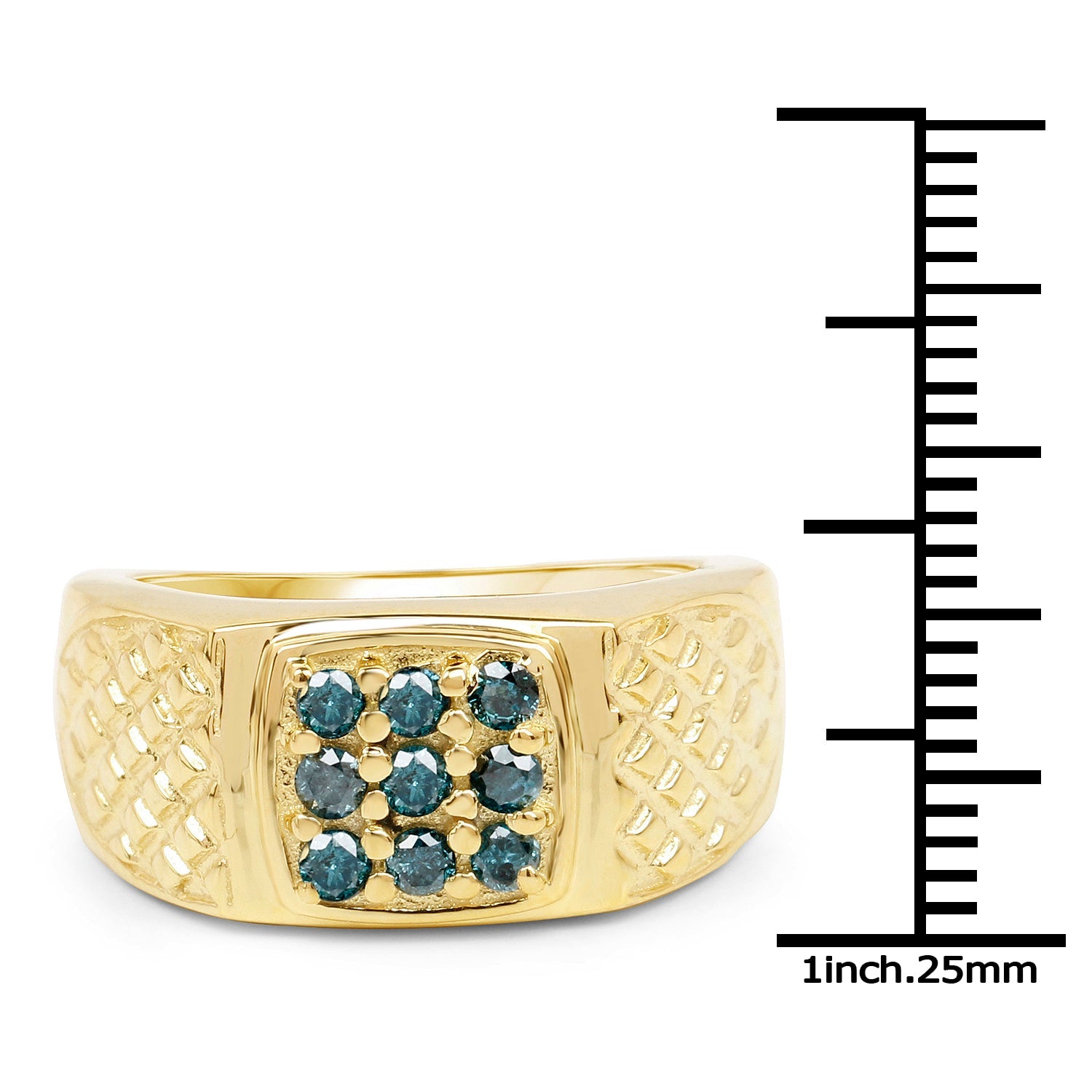 14K Yellow Gold Plated 0.36 Carat Genuine Blue Diamond .925 Sterling Silver Ring by Bids.com